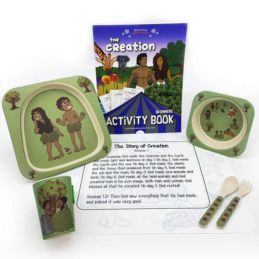 The Story of Creation Tableware Set & Activity Book Bundle