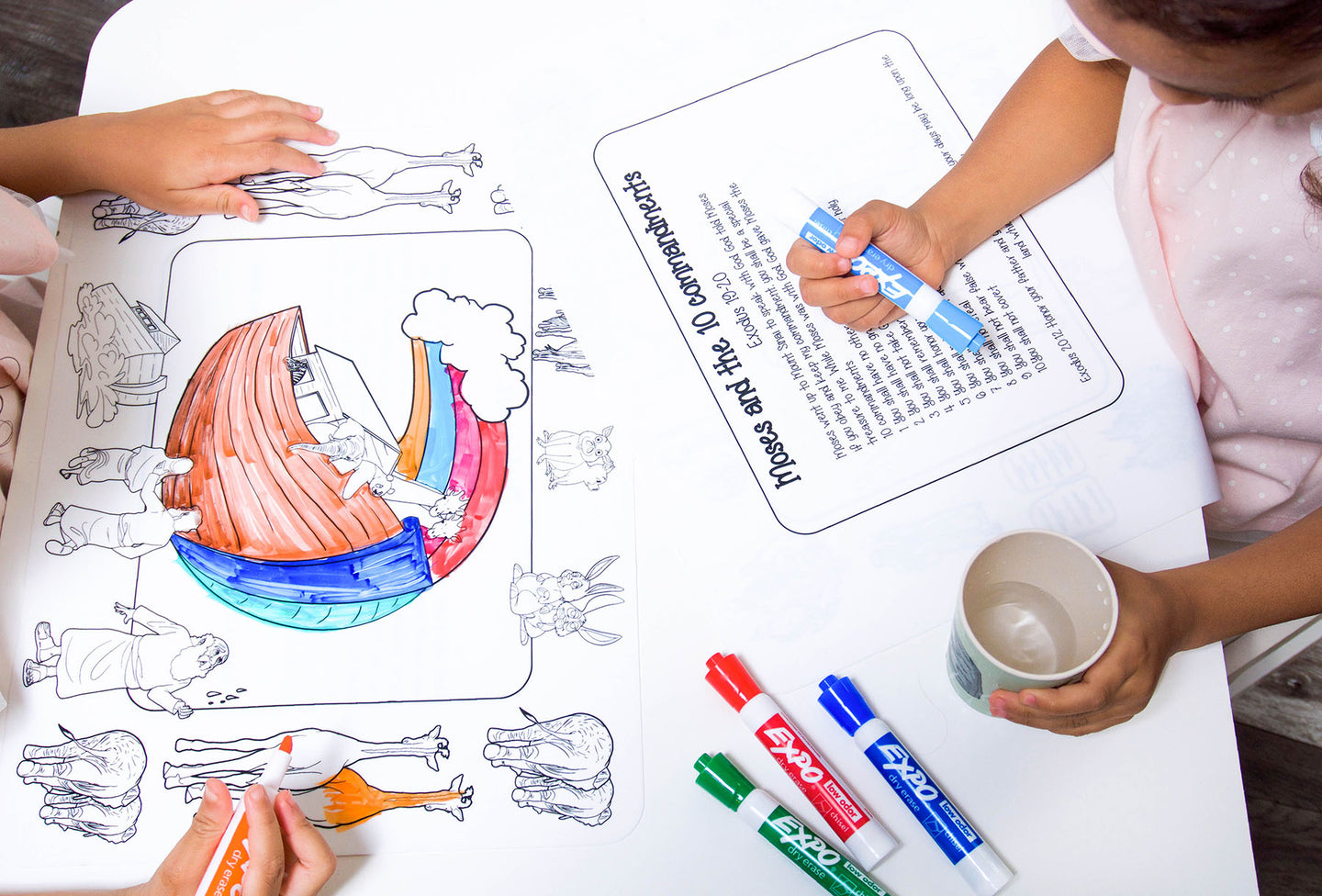 SILICONE MATS YOU CAN COLOR ON USING A DRY-ERASE MARKER.